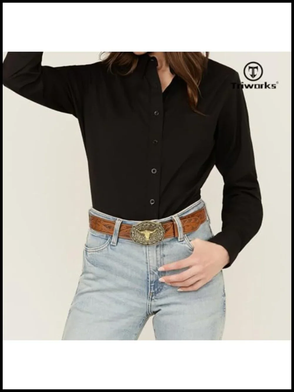 Genuine Leather Western Belt with Removable Cowboy Buckle, 1.5 Wide